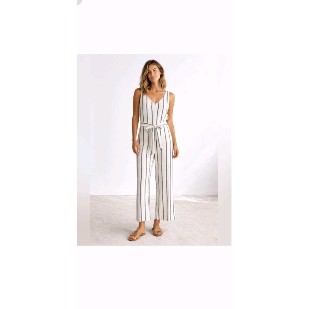 NWT Outerknown Weekender Wide Leg Jumpsuit Striped Sz L